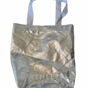 Athleta Lightweight Silver Metallic Tote Bag